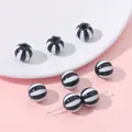 DIY colorful acrylic beads featuring black and white vertical stripes for jewelry making - Solid Color Style / 10 Pieces/Pack (12mm) / Black