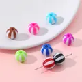 Colorful striped acrylic round beads for DIY jewelry making in assorted colors - Mixed Stripes / 10 Pieces/Pack (12mm) / Multicolor Mixed