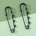 Paio di orecchini minimalisti a spilla da balia neri con finitura laccata lucida - 16x50mm / Nero