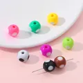 Bunte Acrylperlen mit Punkten für handgefertigten DIY-Schmuck und Halsketten - Mehrfarbiges Punktmuster / 10 Stück/Packung (12mm) / Mehrfarbig Gemischt