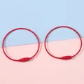 Set of two red coated steel wire keychains with secure screw lock for DIY accessories - Red