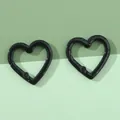 Coppia di fibbie a molla a forma di cuore nero lucido per portachiavi e borse fai-da-te - 21x22mm / Nero