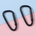 Paire de mousquetons noirs en forme de D avec fermoir à ressort pour porte-clés et DIY - Noir