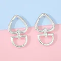 Mousqueton coeur en argent avec anneau en D rotatif pour sacs et porte-clés DIY artisanat - Argent