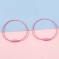 Two pink coated steel wire keychains with secure screw connectors for DIY accessory use - Pink