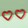 Due anelli a molla rossi a forma di cuore per portachiavi fai-da-te in lega lucida - 21x22mm / Rosso
