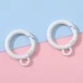 Set of two 25mm matte white round spring snap hooks for DIY keychain craft making - White