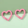 Anelli a molla rosa a forma di cuore in lega di zinco per gioielli fai da te e portachiavi - 21x22mm / Rosa