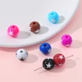 Runde Acrylperlen mit Sternmuster für DIY Schmuckherstellung in bunten Farben - Gemischte Farben Pentagramm / 10 Stück/Packung (12mm) / Mehrfarbig Gemischt