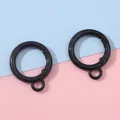25mm glossy black spring ring hook with small eyelet for DIY keychain crafting - Black
