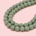 Perline rotonde in pietra lavica verde salvia per la creazione di gioielli fai-da-te - Verde Erba (Taglia S)