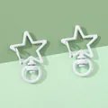 Two white star shaped metal alloy swivel lobster clasps for DIY jewelry making - White