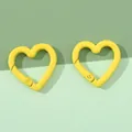 Paire de mousquetons en forme de cœur jaune vif pour accessoires DIY et porte-clés - Jaune