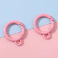 Pair of 25mm pink round alloy spring rings with hanging loops for DIY crafts - Pink