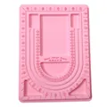 Pink flocked bead design board with U-shaped grooves and scale for DIY jewelry making - Pink 33x24cm Specification
