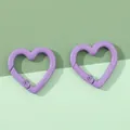Lot de deux anneaux à ressort violets en forme de cœur pour porte-clés DIY créatifs - Violet