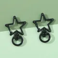 Set of two black pentagram alloy star keychains with rotating rings for DIY jewelry making - Black