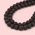 Perle tonde in pietra lavica nera con trama naturale porosa per la creazione di gioielli - Caffè (Taglia S)
