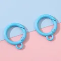 Light blue 25mm round spring gate ring with fixed loop for DIY keychain crafts - Blue