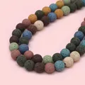 Perle tonde colorate in pietra lavica per gioielli fai da te e bracciali aromaterapia - Misto Casuale (Taglia S)