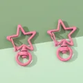 Pink star-shaped alloy snap hooks with rotating rings for DIY jewelry making, 2-piece set - Pink