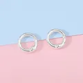 Pair of polished silver metal spring O-rings for handbags and DIY keychains - 20mm / Silver