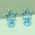Sky blue star shaped metal lobster clasp with rotating ring for DIY keychains - Blue