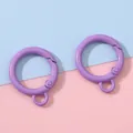 Set of two purple candy-colored 25mm round spring gate rings for DIY keychains - Purple