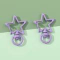 Pair of purple star-shaped alloy keychains with rotating clasps for DIY jewelry making - Purple