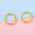 Two golden metal spring O-rings for DIY bags and keychains shown on a split pastel background - 28mm / Gold