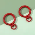Par de mosquetones redondos rojos de aleación para llaveros DIY y accesorios de bolsos - 27x39mm / Rojo