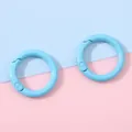 Light blue 25mm round spring gate rings made of painted alloy for DIY keychains - C-shaped Hook, Diameter approx 25mm, Ring Thickness approx 3.5mm / Blue (Set of 2)