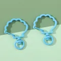 Light blue shell-shaped metal lobster clasp with rotatable D-ring for DIY accessories - Shell / Blue