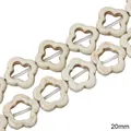 20mm white synthetic turquoise flower bead with brown marble veins for DIY jewelry - Five-Petal Flower / 20mm (Approx. 22 pcs/Strand) / Marbled White