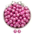 Perles rondes en acrylique rose vif irisées avec trou central pour bijoux DIY - Diamètre 12mm (30 Pièces/Pack) / Rose rouge