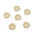6 breloques RuYi plaquées or 14K avec 5 trous pour la création de bijoux et boucles d'oreilles - Connecteur Évidé à Trois Trous (Or Rempli 14K) / 12x13mm