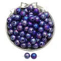 Perles rondes en acrylique irisées violet et bleu foncé pour création de bijoux - Diamètre 12mm (30 Pièces/Pack) / Bleu foncé