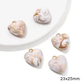 Acrylic heart pendant 23x25mm with cream brown marble pattern for DIY jewelry - Small Heart / 10 Pieces/Pack (23x25mm) / Coffee