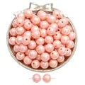 Pink acrylic beads with AB iridescent finish for handmade jewelry and DIY bracelets - Orange Pink