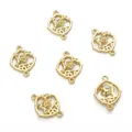 Connecteurs hexagonaux évidés à motifs floraux plaqués or 14K pour bijoux DIY - Antique Double Loop Plum Blossom (14K Gold Filled)
