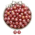 Vibrant red acrylic beads with iridescent finish for DIY jewelry bracelet making - Red