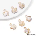 Acrylic flower pendants with marble texture in beige and coffee for DIY jewelry - 10 Pieces/Pack (15x19mm)