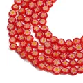 Flat round 6-8mm red millefiori glass beads with yellow flower patterns for DIY - 6mm / Red
