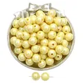 Pale yellow acrylic round beads with iridescent finish for DIY jewelry bracelet making - Yellow