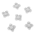 Lot de six breloques trèfle creux en argent 14K gold filled pour création de bijoux DIY - Double-Sided Four-Petal Flower (Thick Silver Plated)