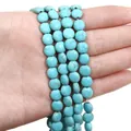 Sky blue flat turquoise beads with natural brown matrix for DIY jewelry crafting - Flat Round Beads / 8mm (Approx. 55 Pcs) / Sky Blue