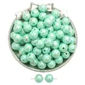 Mint green iridescent acrylic beads with pearl finish for DIY jewelry bracelet making - Green