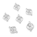 Lot de 6 pendentifs fleur de prunier plaqués or 14K argentés pour épingles à cheveux DIY - Antique Double Loop Plum Blossom (Thick Silver Plated)