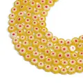 Yellow millefiori glass beads with white flower pattern for DIY jewelry making - Yellow