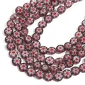 Flat round 6-8mm dark purple millefiori glass beads for DIY bracelet making - Purple